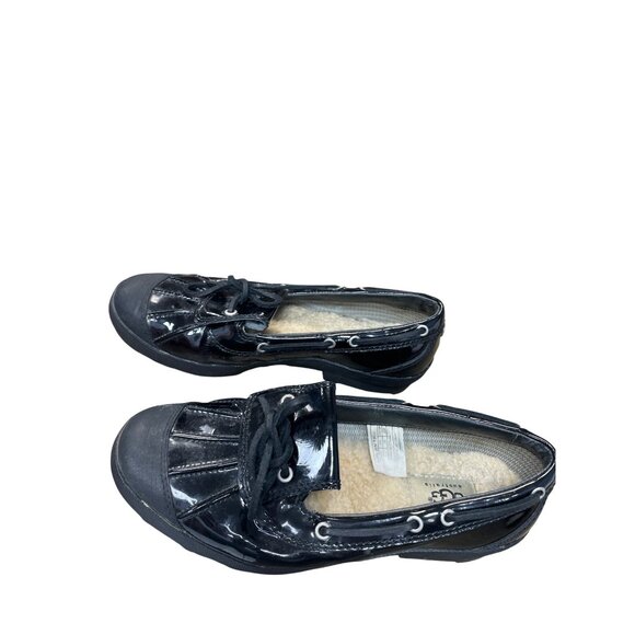 UGG Ashdale Black Patent Leather Sheepskin Rain Duck Shoes Sz 8 SKU 9488 - Picture 3 of 16
